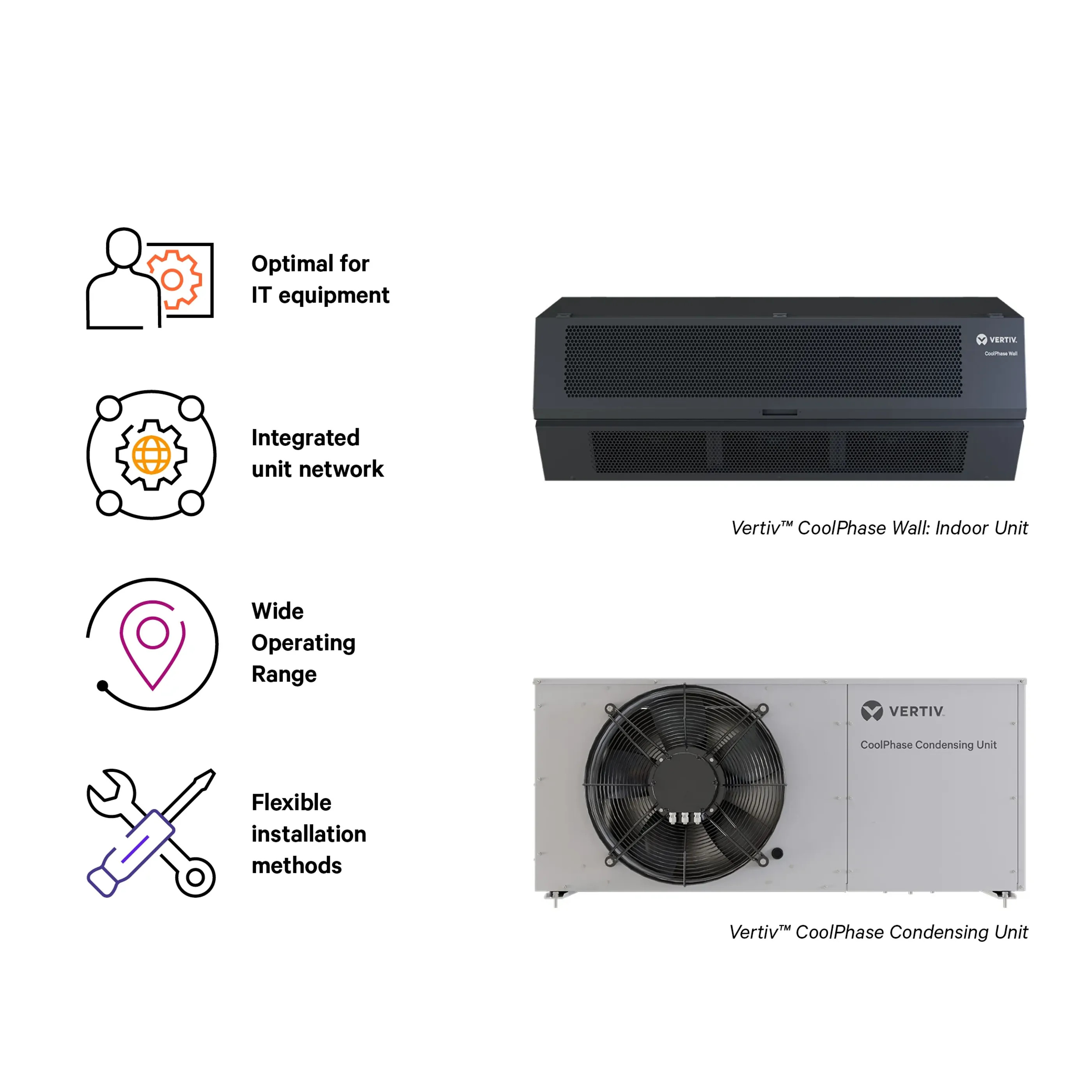 Sistema de Enfriamiento Split 11kW 208/230V - Vertiv CoolPhase Wall + CU