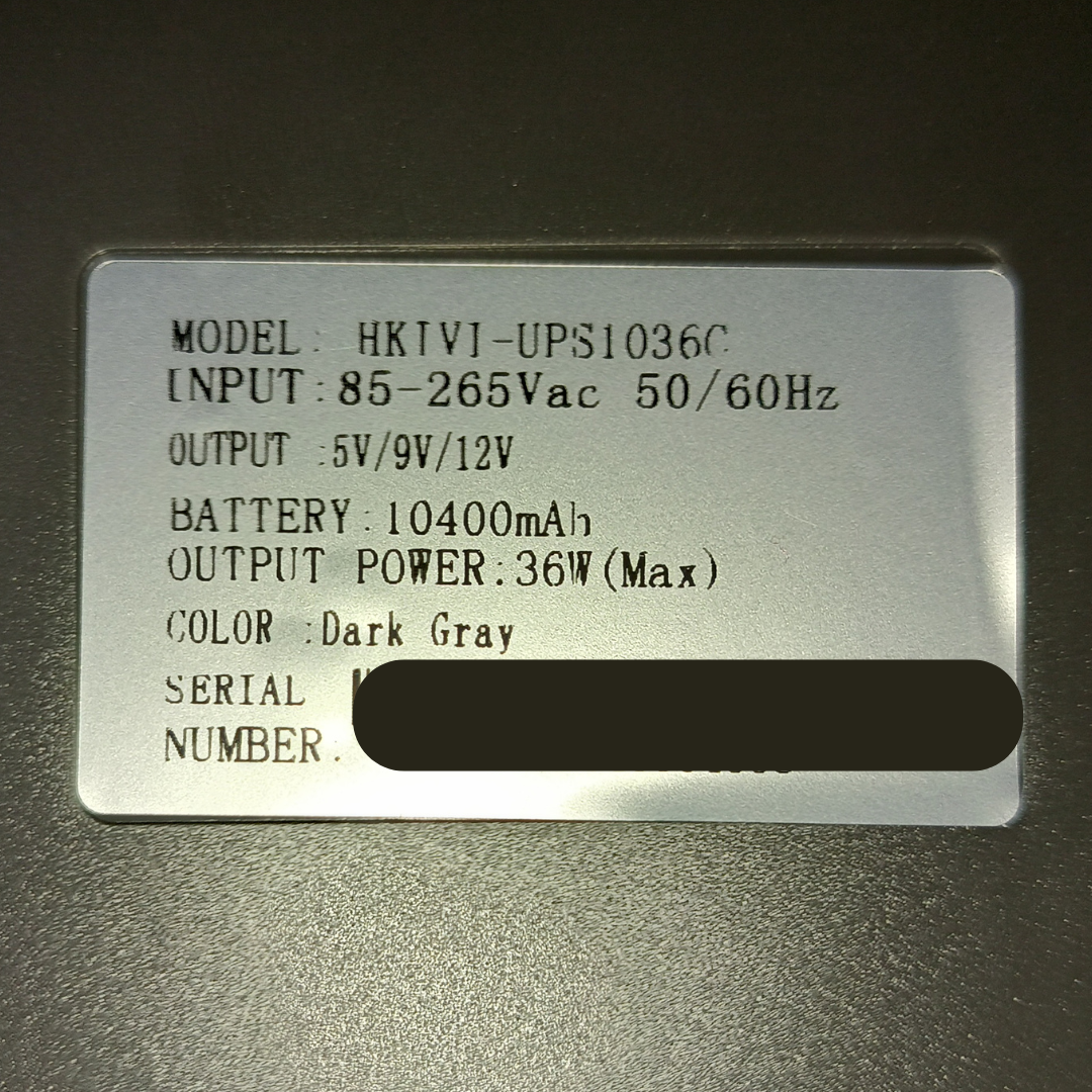 Mini UPS 10400mAh 36W 5V/9V/12V - HKIVI DC1036 - imagen 6