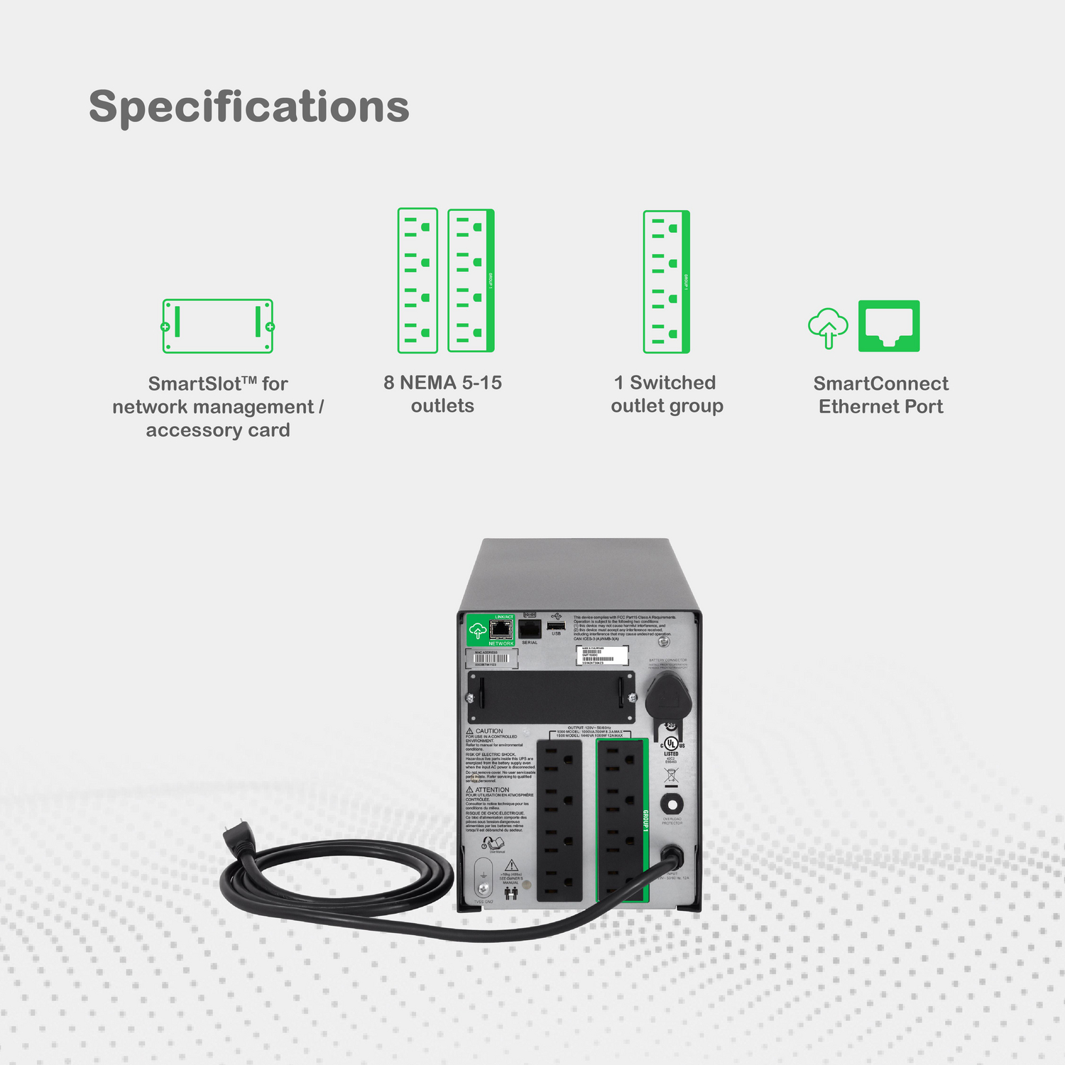 UPS 1500VA 900W 120V Line-Interactive Torre - APC Smart-UPS SMT1500C - imagen 8